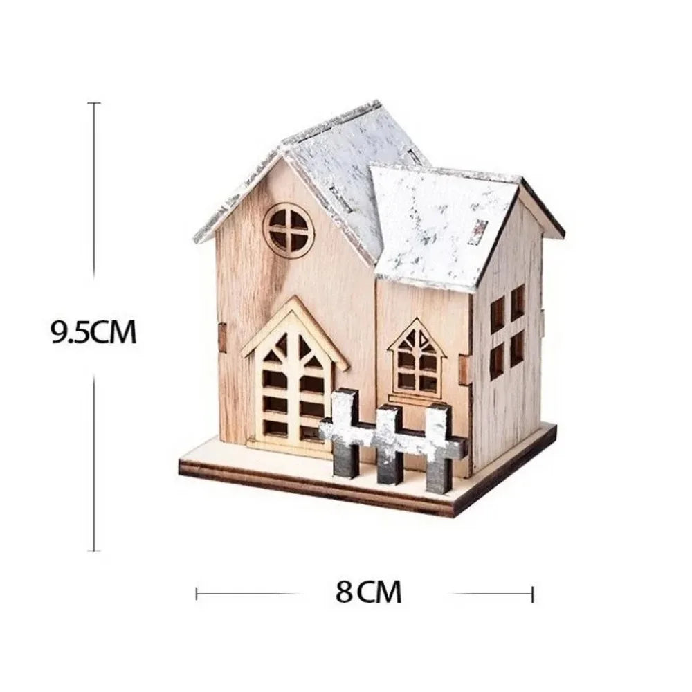 Wooden Christmas cottage size: 9.5 cm tall, 8 cm wide