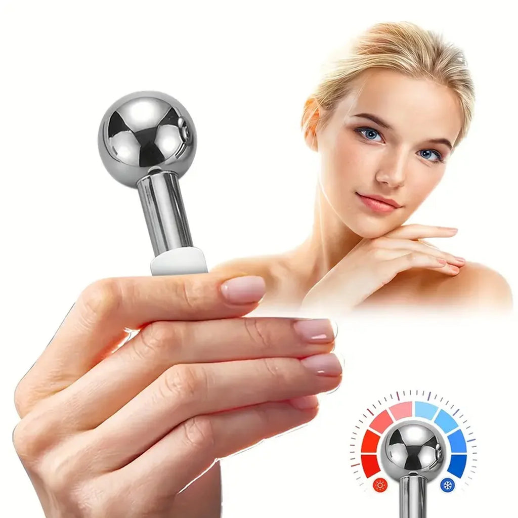 Model holding a steel cooling globe