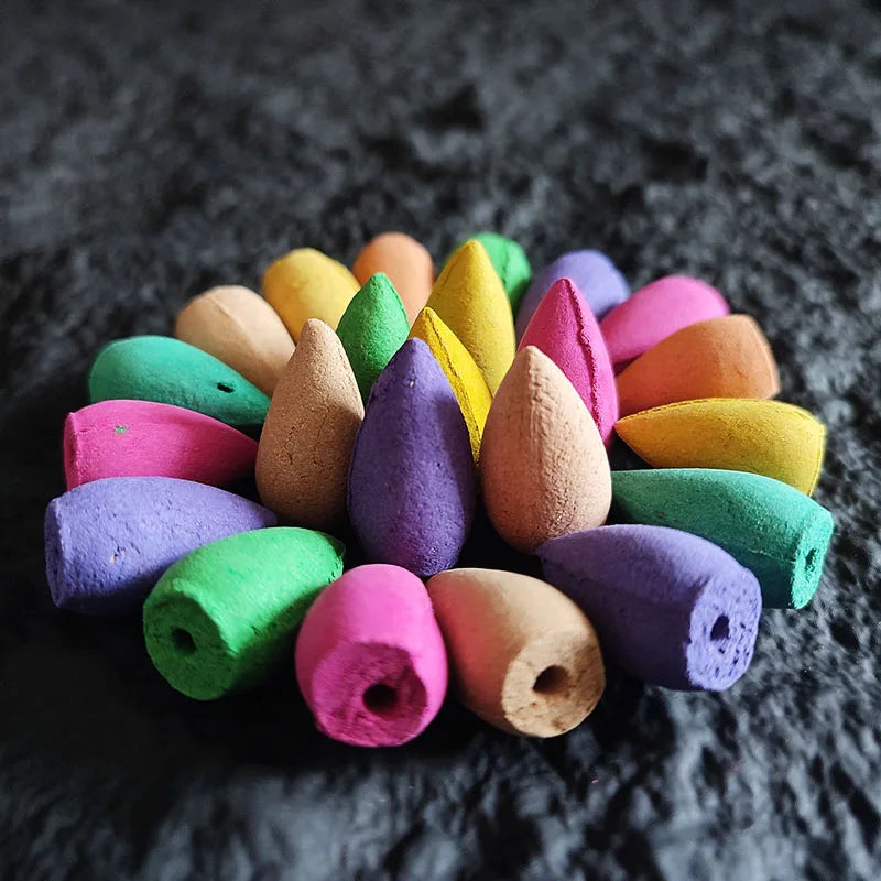 Backflow incense cones close up
