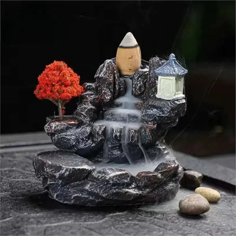Backflow incense burner in a room