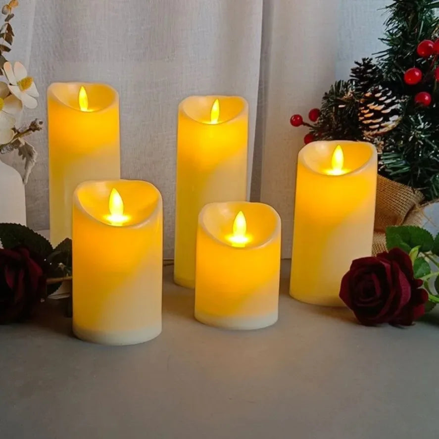 Flameless LED candles on a table