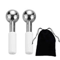 Pair of stainless steel cooling globes with drawstring pouch