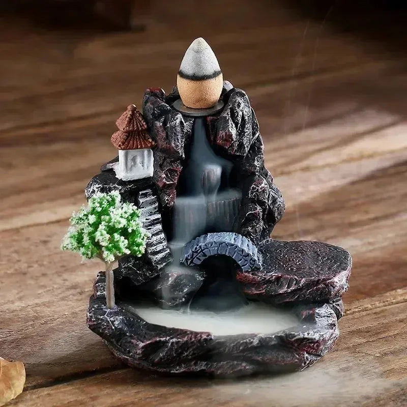 Backflow incense smoke falling