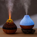 Volcano flame aroma diffuser in orange flame and blue glow