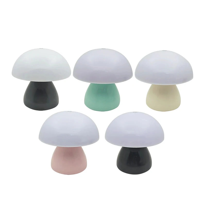 Mushroom lamp on a desk beside books