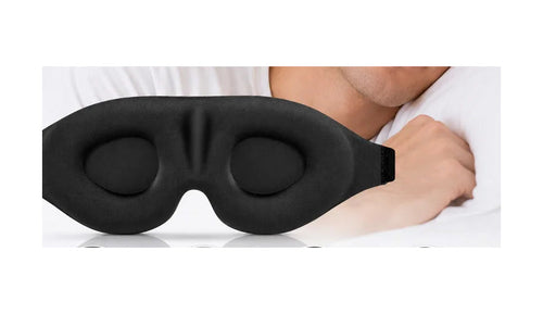 The contoured 3D sleep mask showing the raised moulded eye cups